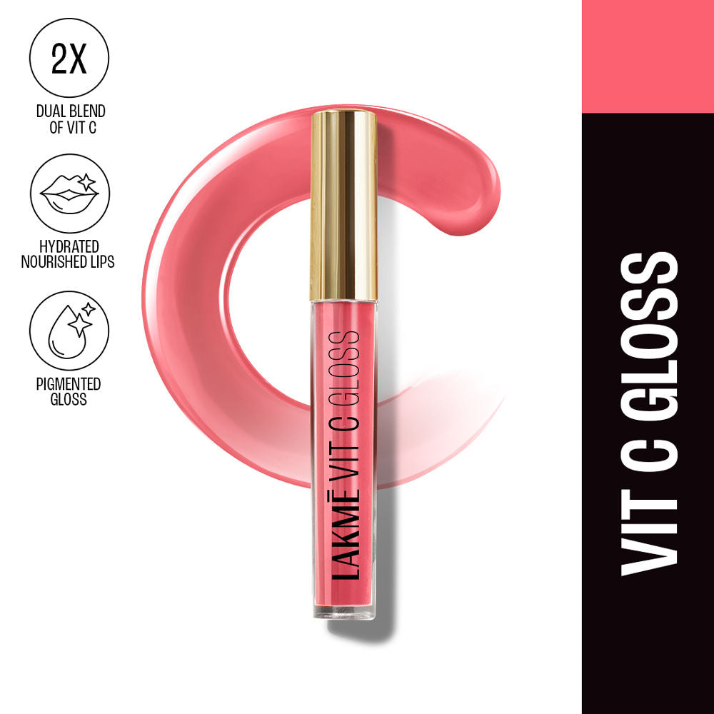 Superglow Glass Finish Lip Gloss oil with Vitamin C - Peachy Nude