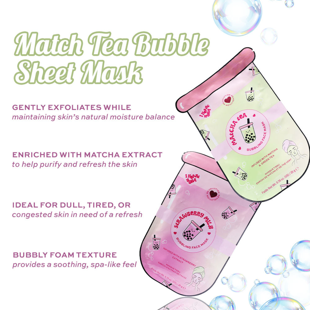 Bubble Tea Strawberry Milk Bubble Sheet Mask - Strawberry Pink