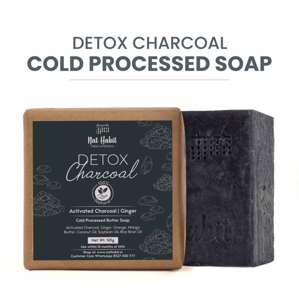 Cold Process Charcoal Detox Butter Bath Soap-Detoxification, De-Tan & Blackhead Handmade - 125 g