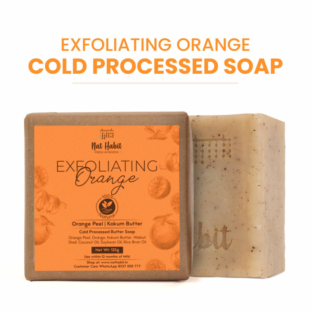Cold Process Vitamin C Orange Handmade Butter Soap for Exfoliation, Whitening & Dark Spots - 125 g