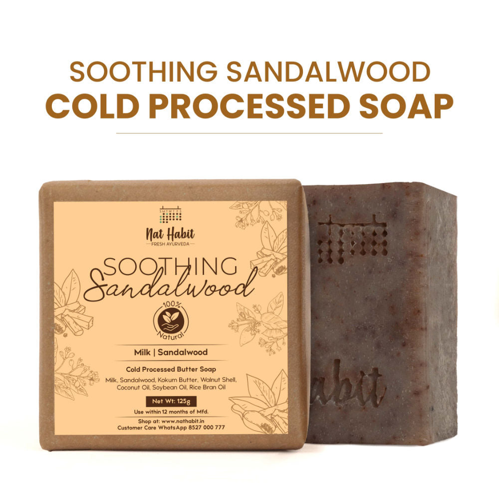 Cold Process Ayurvedic Chandan Sandalwood Handmade Butter Soap for Radiant Skin Face Glow - 125 g