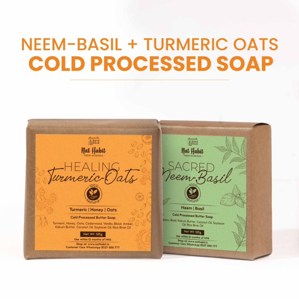 Fresh Sacred Neem Basil & Healing Turmeric Oats Soaps