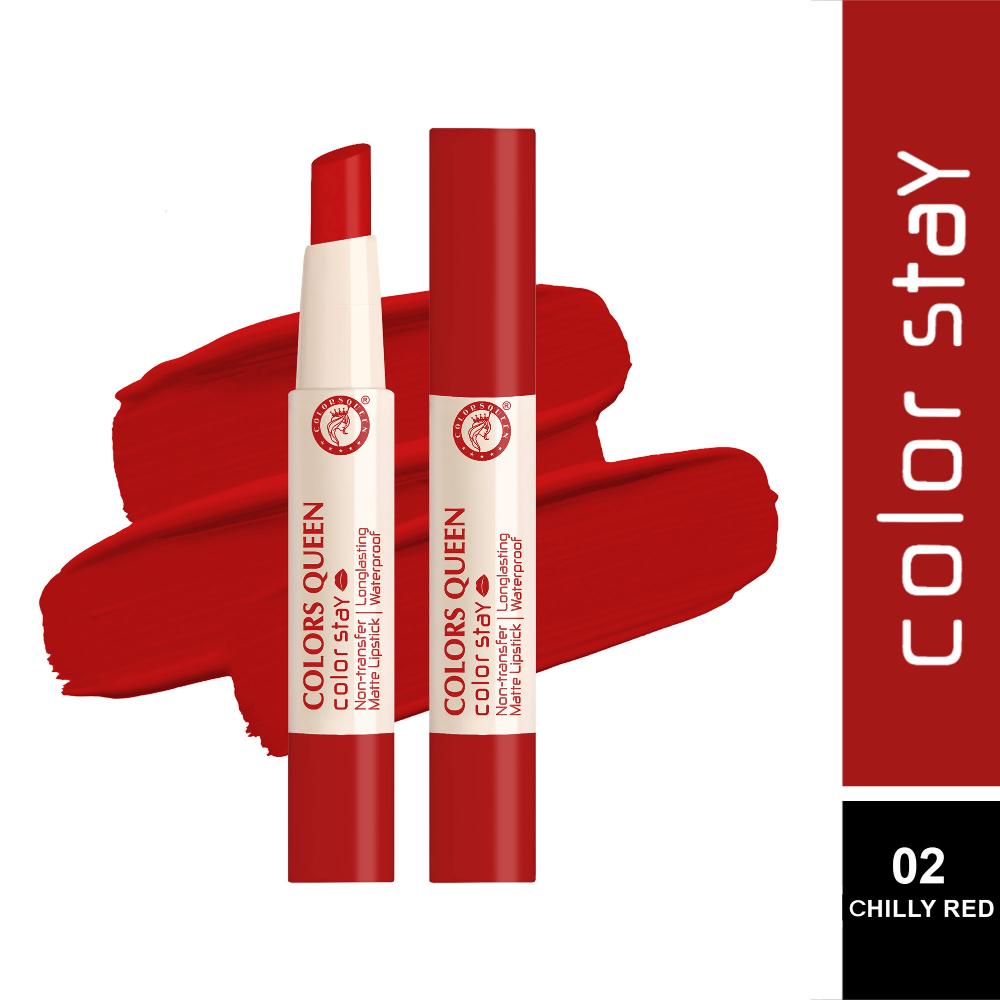 Color Stay Longlasting & Matte Lipstick Waterproof - 02 Chilli Red
