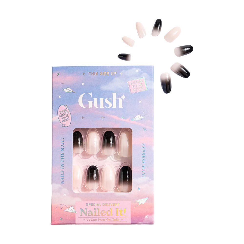 Nailed It Reusable Luxury Press On Nails (Round Shape) - B and W Ombre