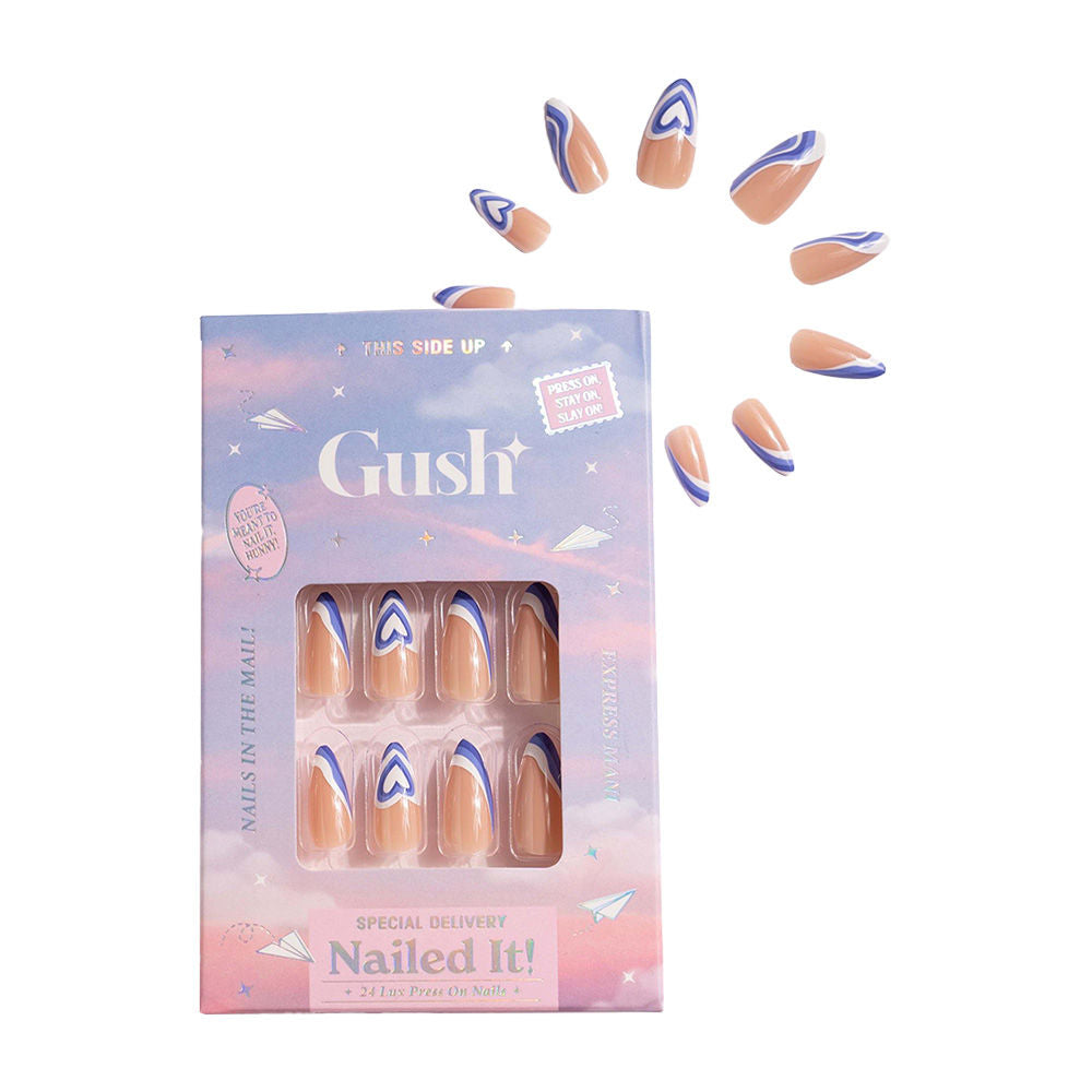 Nailed It Reusable Luxury Press On Nails (Abstract Shape) - Wavy Purple Hearts