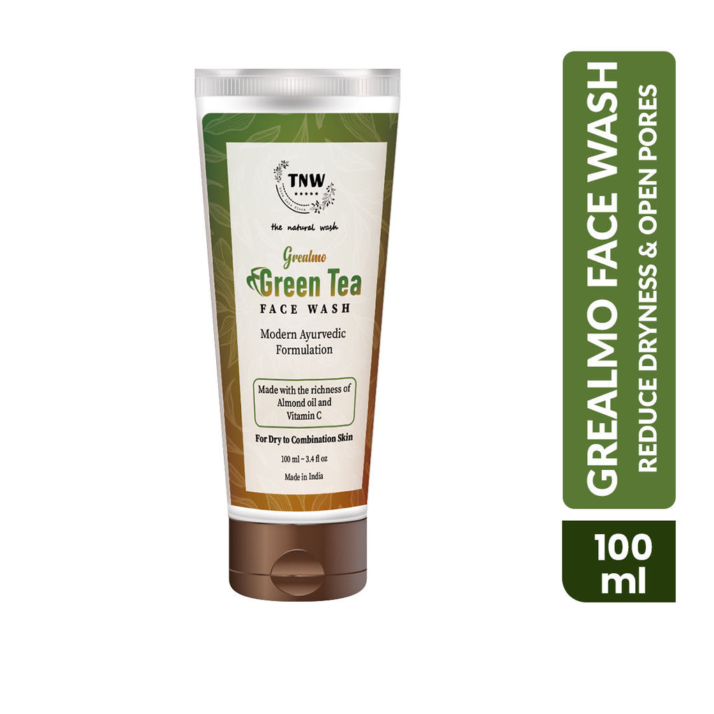 Green Tea Face Wash with Almond Oil for Soft Skin & Open Pores - For Dry Skin