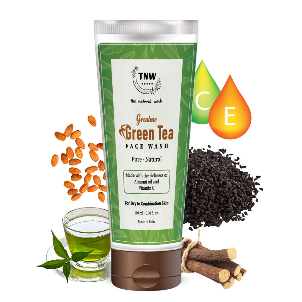 Green Tea Face Wash with Almond Oil for Soft Skin & Open Pores - For Dry Skin