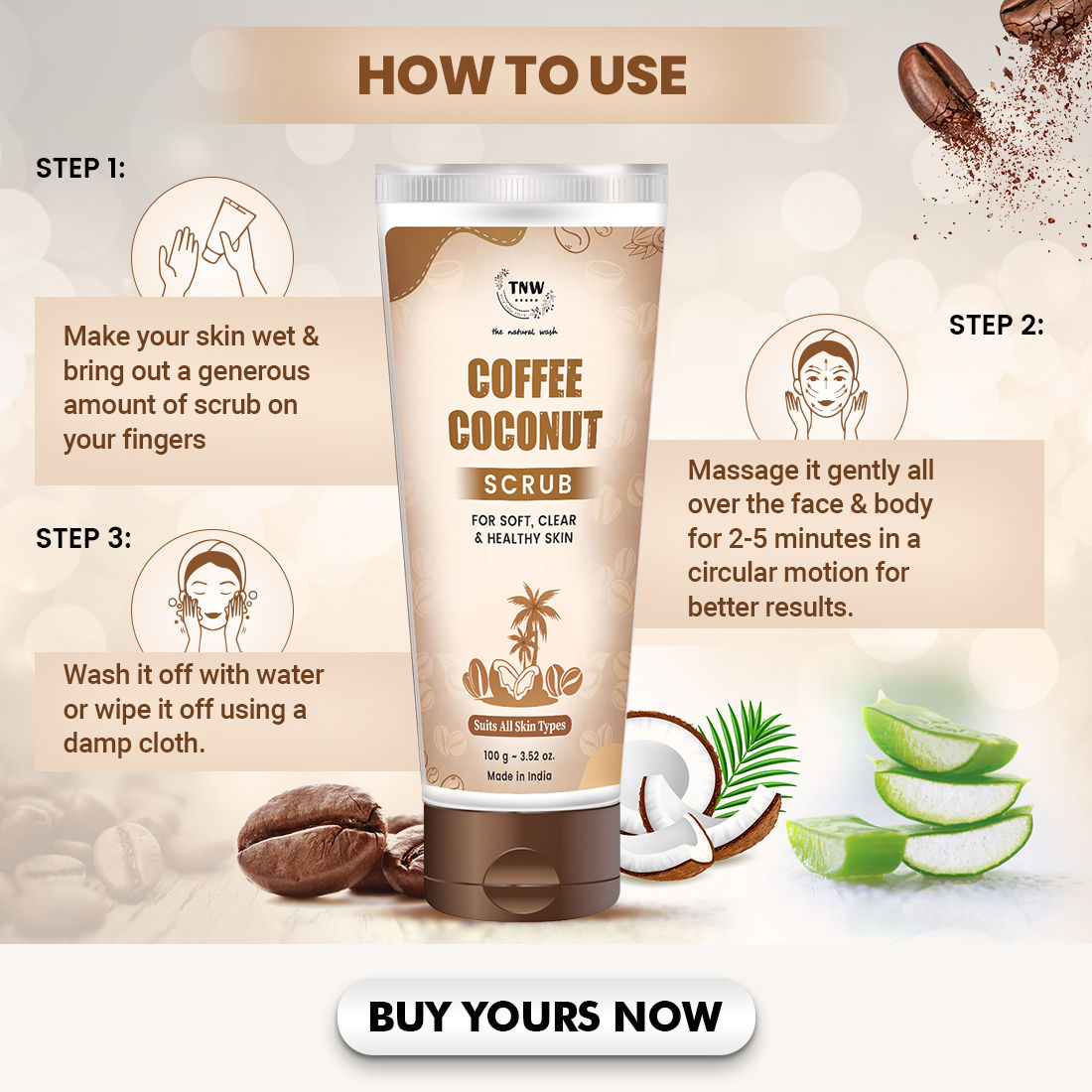 Deep Exfoliating Coffee & Coconut Face & Body Scrub For Glowing Skin