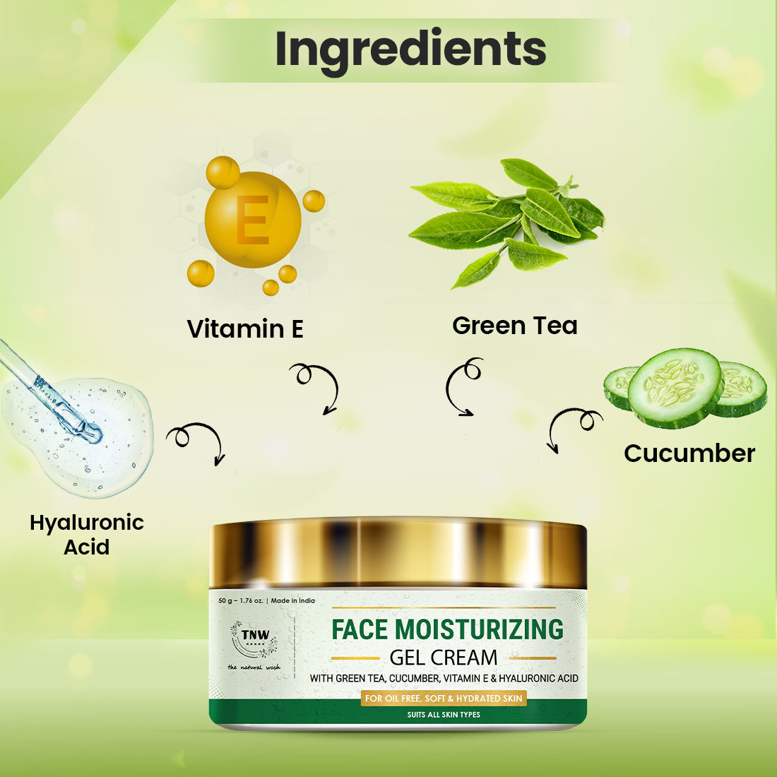 Face Moisturizing Gel Cream For Dry & Oily Skin Boosts Hydration