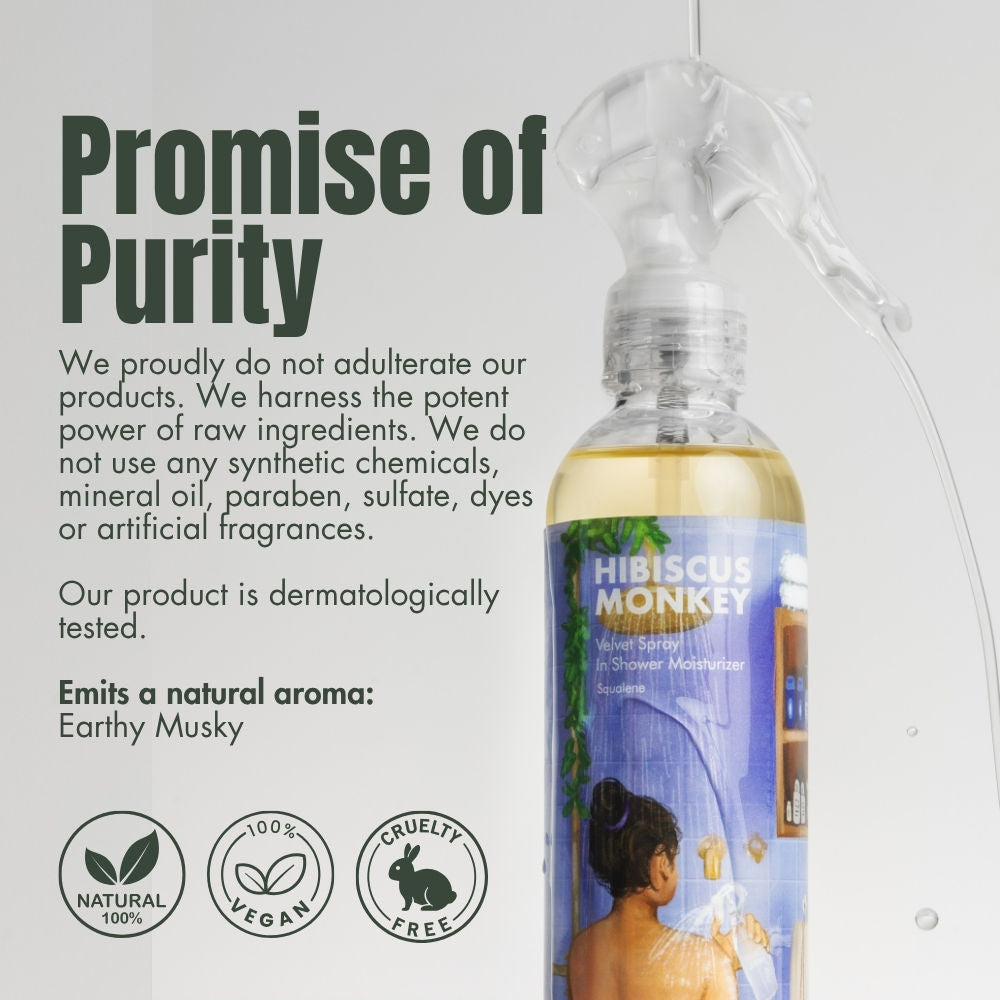 Velvet Spray Olive Squalane In-Shower Body Moisturizer, 100% Natural for Dry Skin