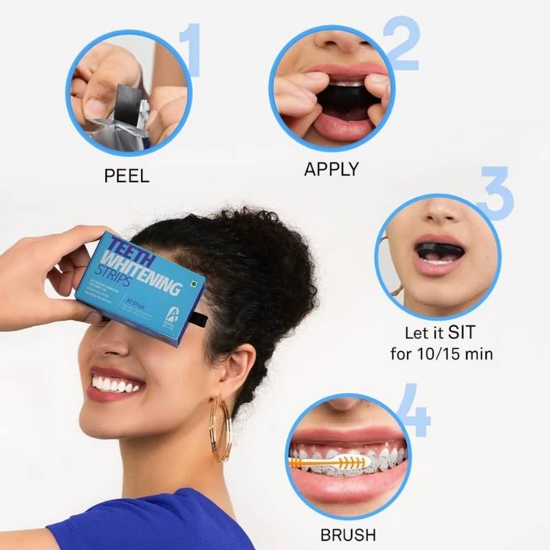 Teeth Whitening Strips With Activated Charcoal & Coconut Oil, All Natural