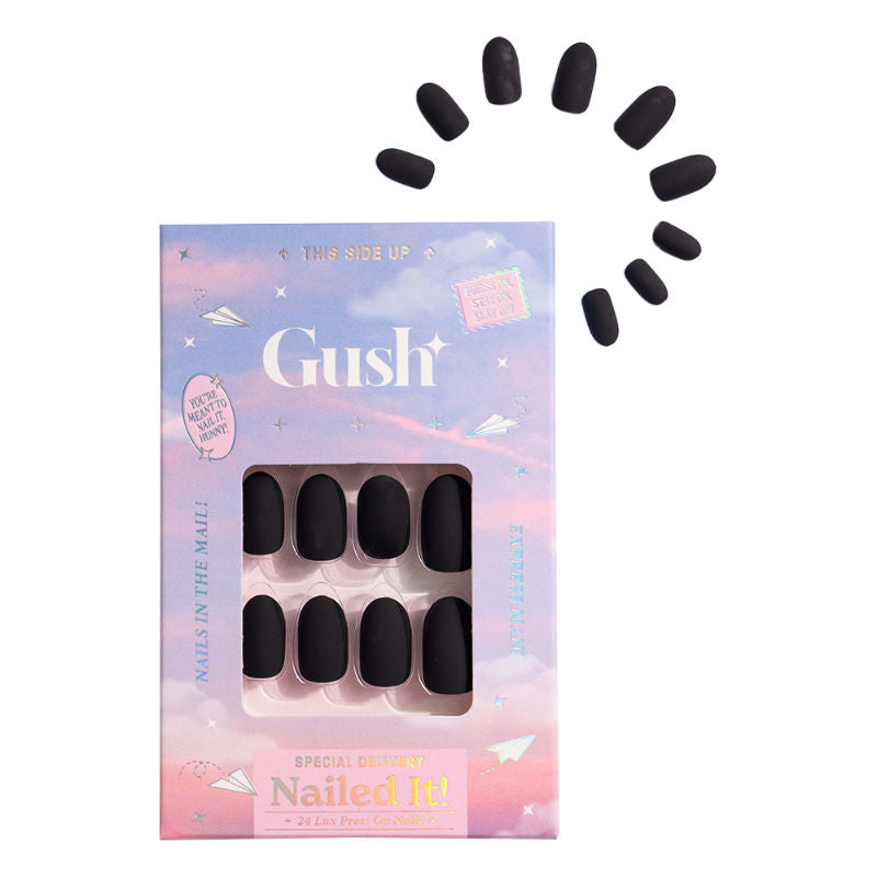 Nailed It Reusable 24 Luxury Press On Nails (Almond Shape) - Matte Black
