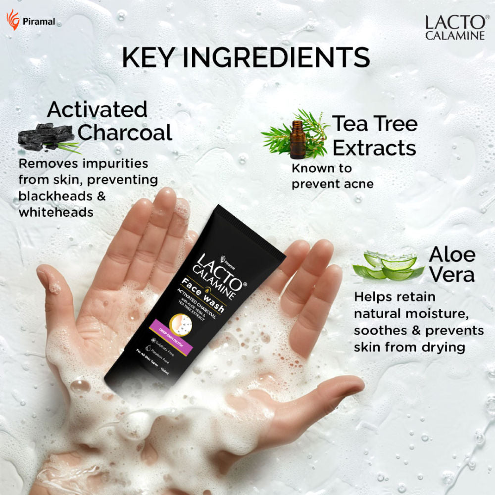 Activated Charcoal Face Wash with Aloe & Tea Tree Extract for Skin Detox