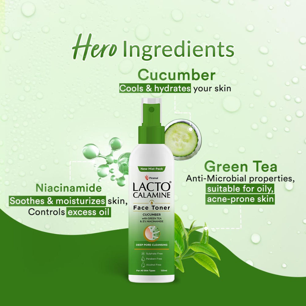 Cucumber Face Toner with Green Tea, 2% Niacinamide for Cool & Hydrated Skin