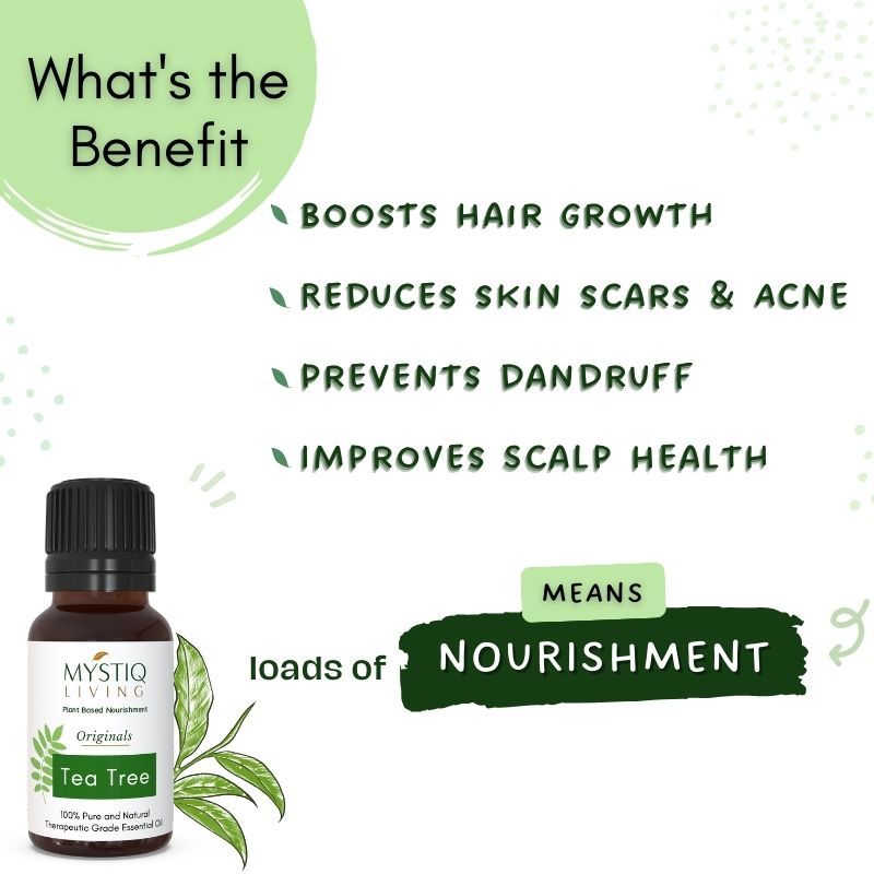 Tea Tree Essential Oil Pure Organic, For Acne, Face, Skin, Hair, Pimples & Dandruff