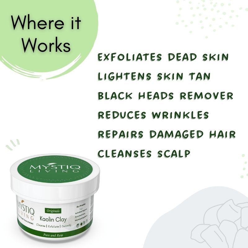 Kaolin Clay Powder, Pure And Organic Mask For De Tan, Face, Hair & Glowing Skin
