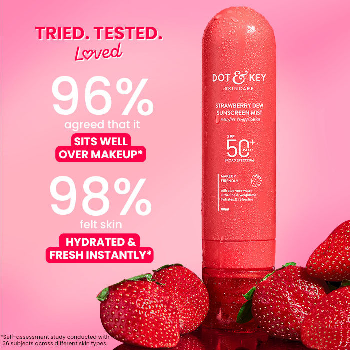 Strawberry Dew Sunscreen Mist In-Vivo Tested SPF 50+ PA+++, Mess-Free Re-application