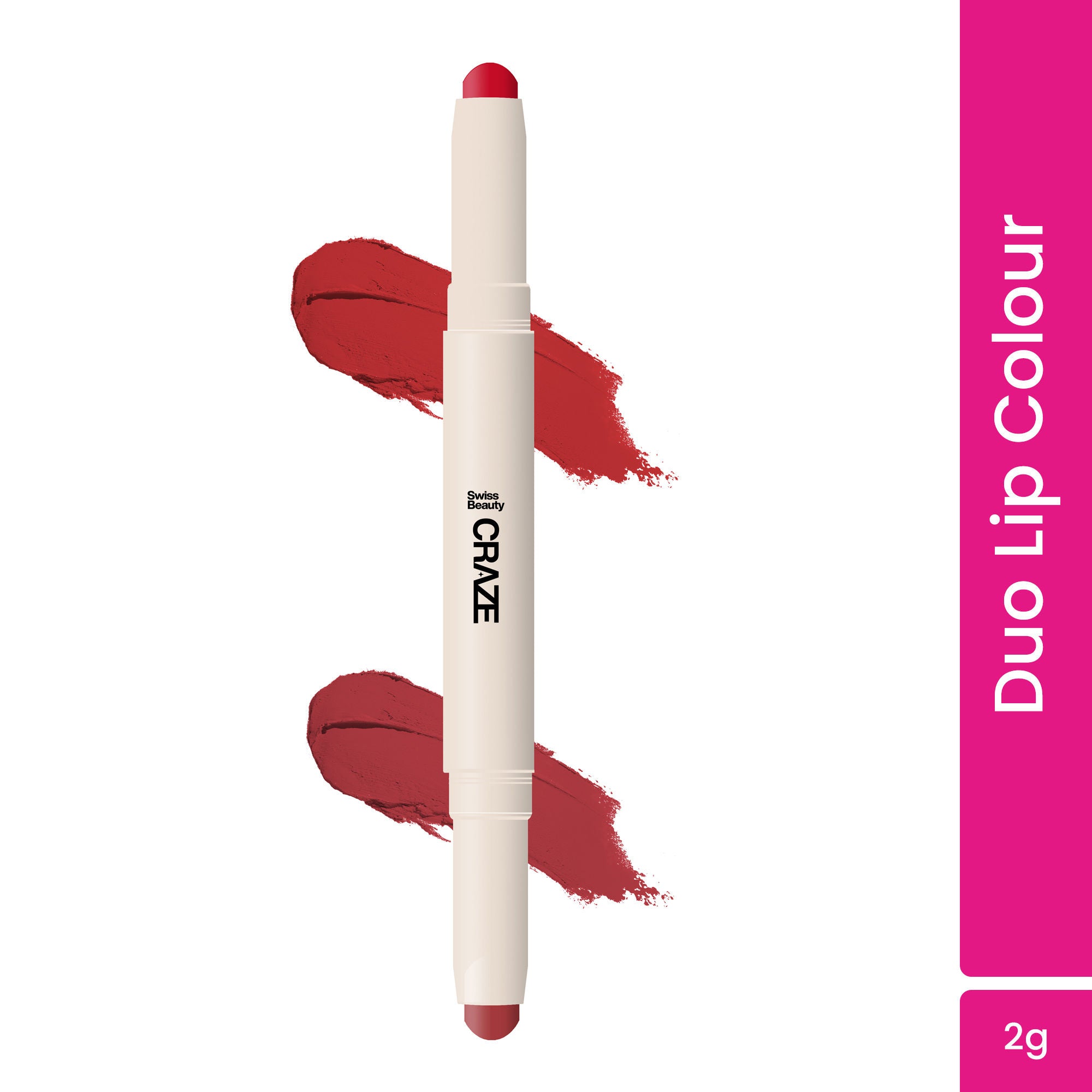 CRAZE Duo 2 In 1 Satin Matte Finish Lipstick Non-Transfer Lip Colour - 01 Party Ready