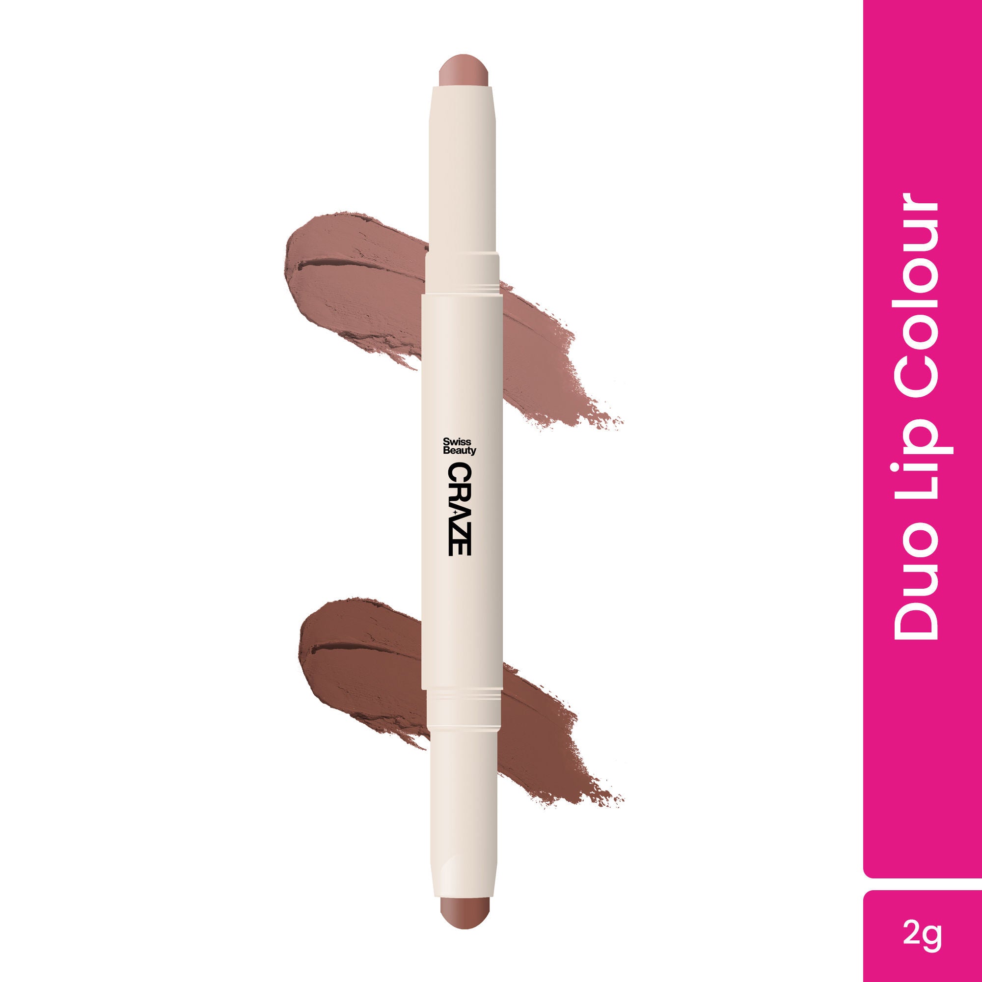 CRAZE Duo 2 In 1 Satin Matte Finish Lipstick Non-Transfer Lip Colour - 03 Choco Spice
