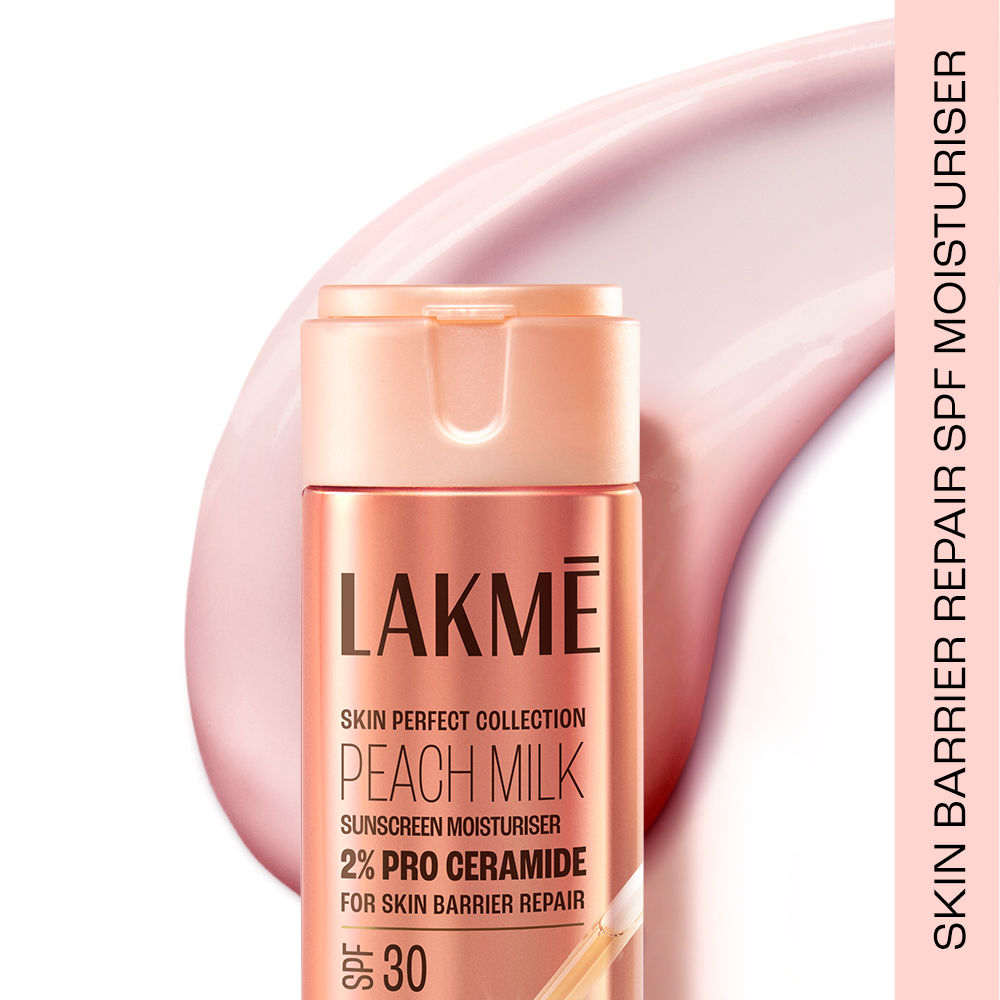 Lakmé Peach Moisturiser with SPF 30 & Ceramide, UV Defense & Barrier Repair, All Skin Types - 120ml