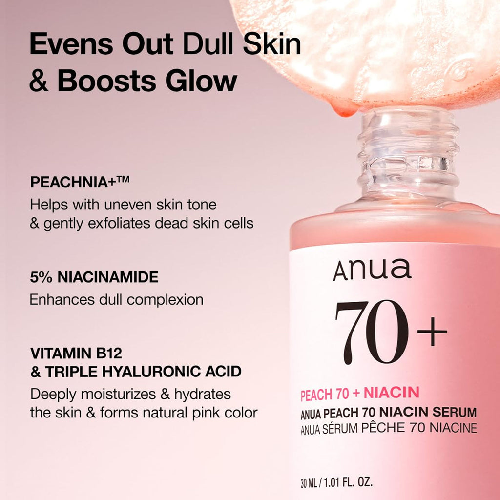 Peach 70 Niacin Serum with 5% Niacinamide for Glass Skin, Brightens Skin & Minimizes Pores