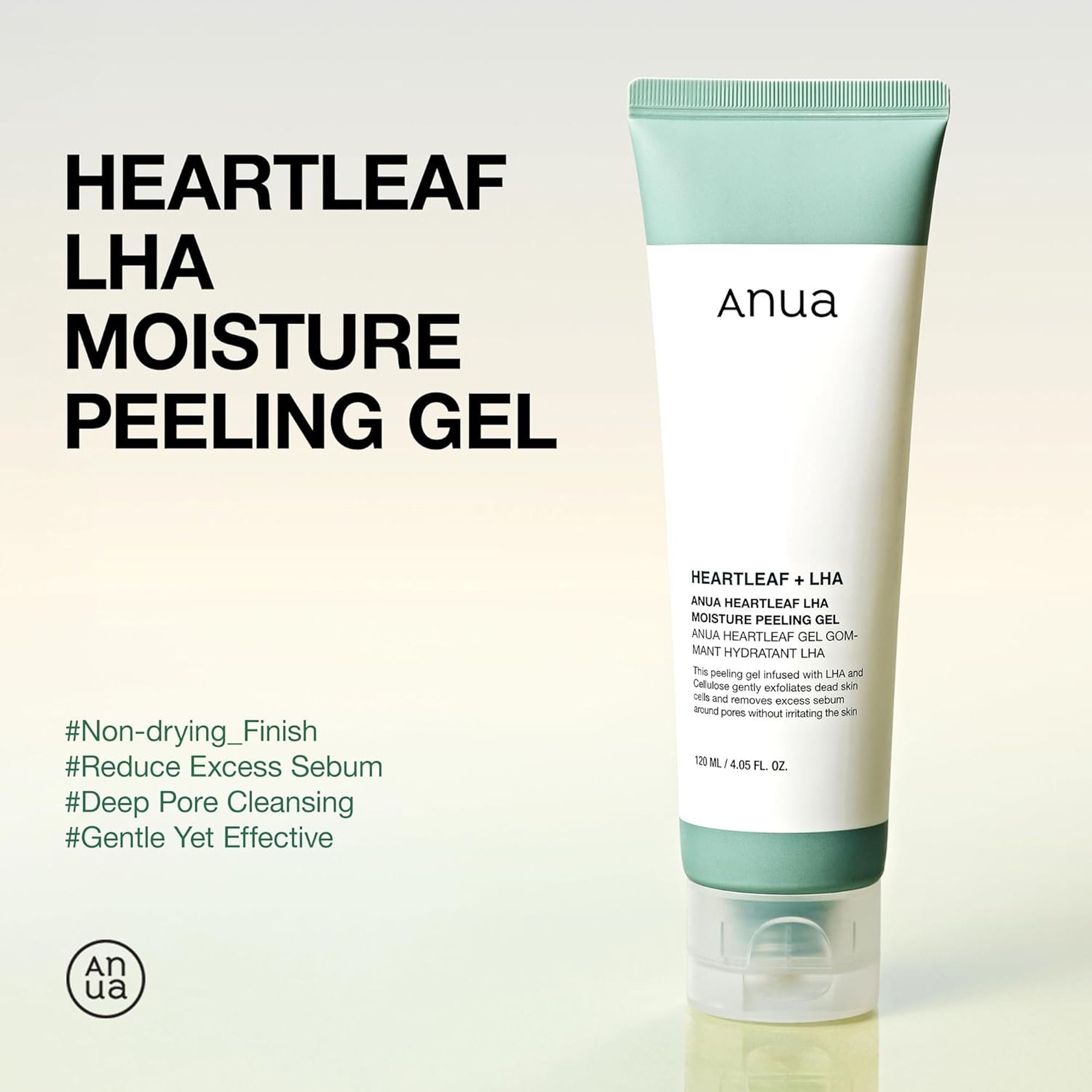 Heartleaf Lha Moisture Peeling Gel with Hyaluronic Acid, Hydrating Exfoliator for Glass Skin