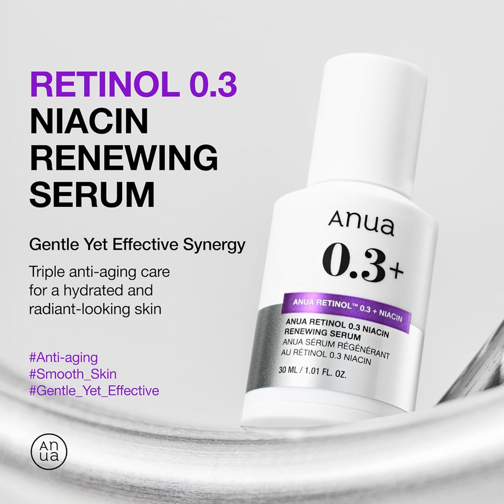 Retinol 0.3 Niacin Renewing Serum, Anti-Aging Serum with Peptides Reduces Fine Lines & Wrinkles