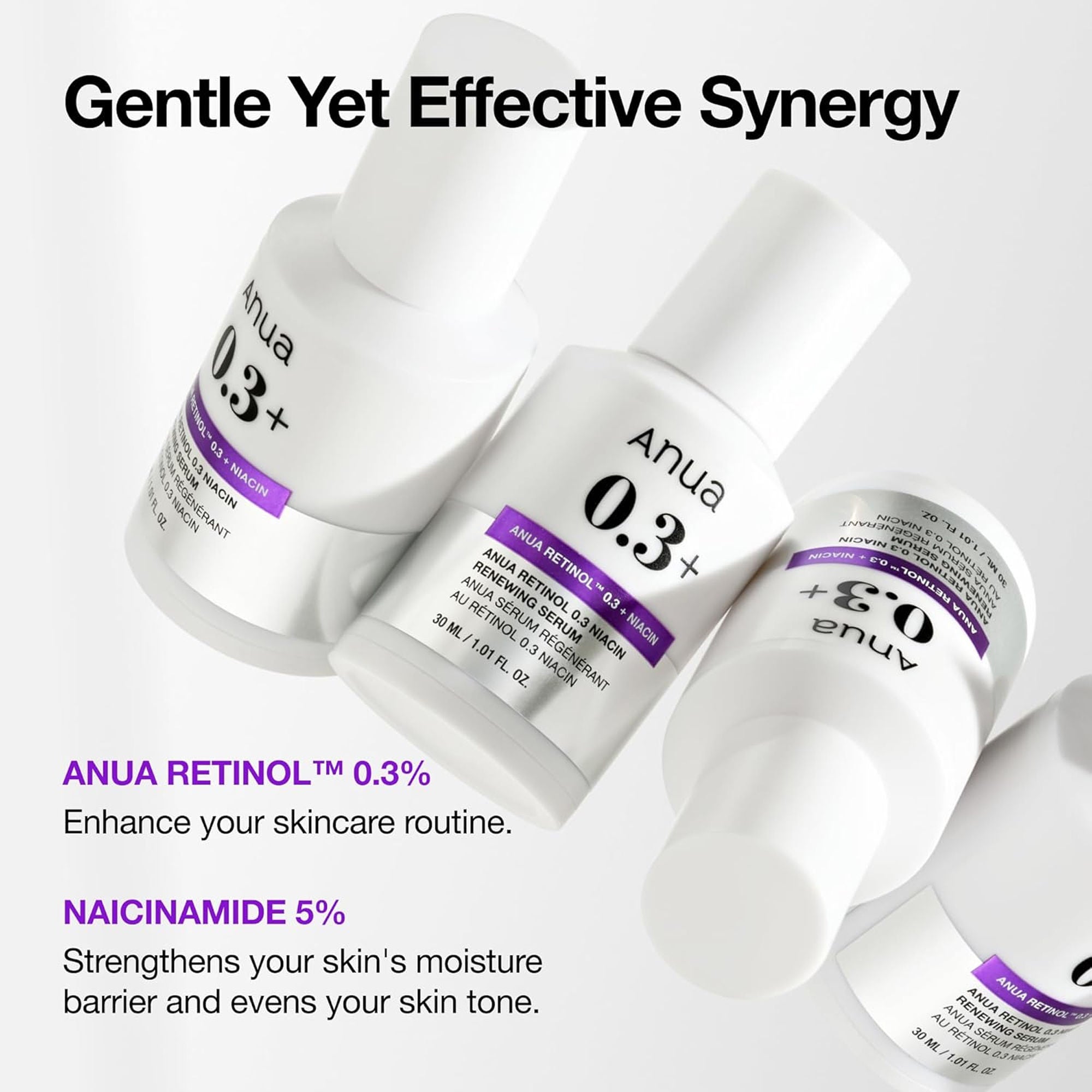 Retinol 0.3 Niacin Renewing Serum, Anti-Aging Serum with Peptides Reduces Fine Lines & Wrinkles