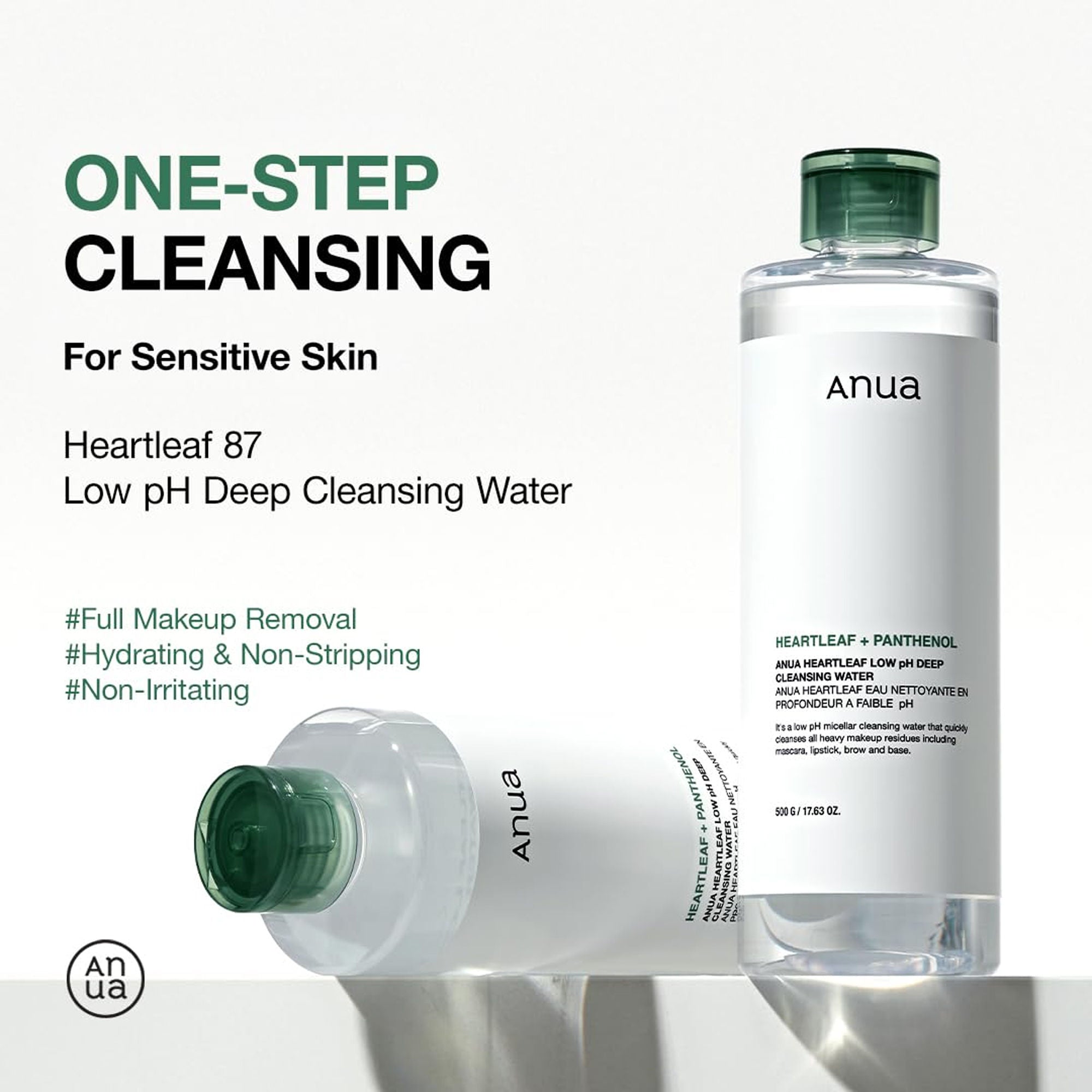 Heartleaf Low Ph Deep Cleansing Water with Micellar Technology Removes Makeup & Impurities