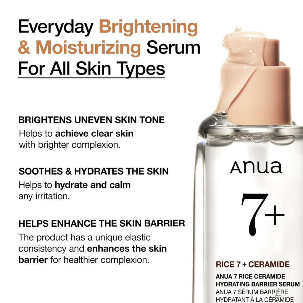 7 Rice Ceramide Hydrating Barrier Serum with Ceramide & Hyaluronic Acid For Korean Glass Skin