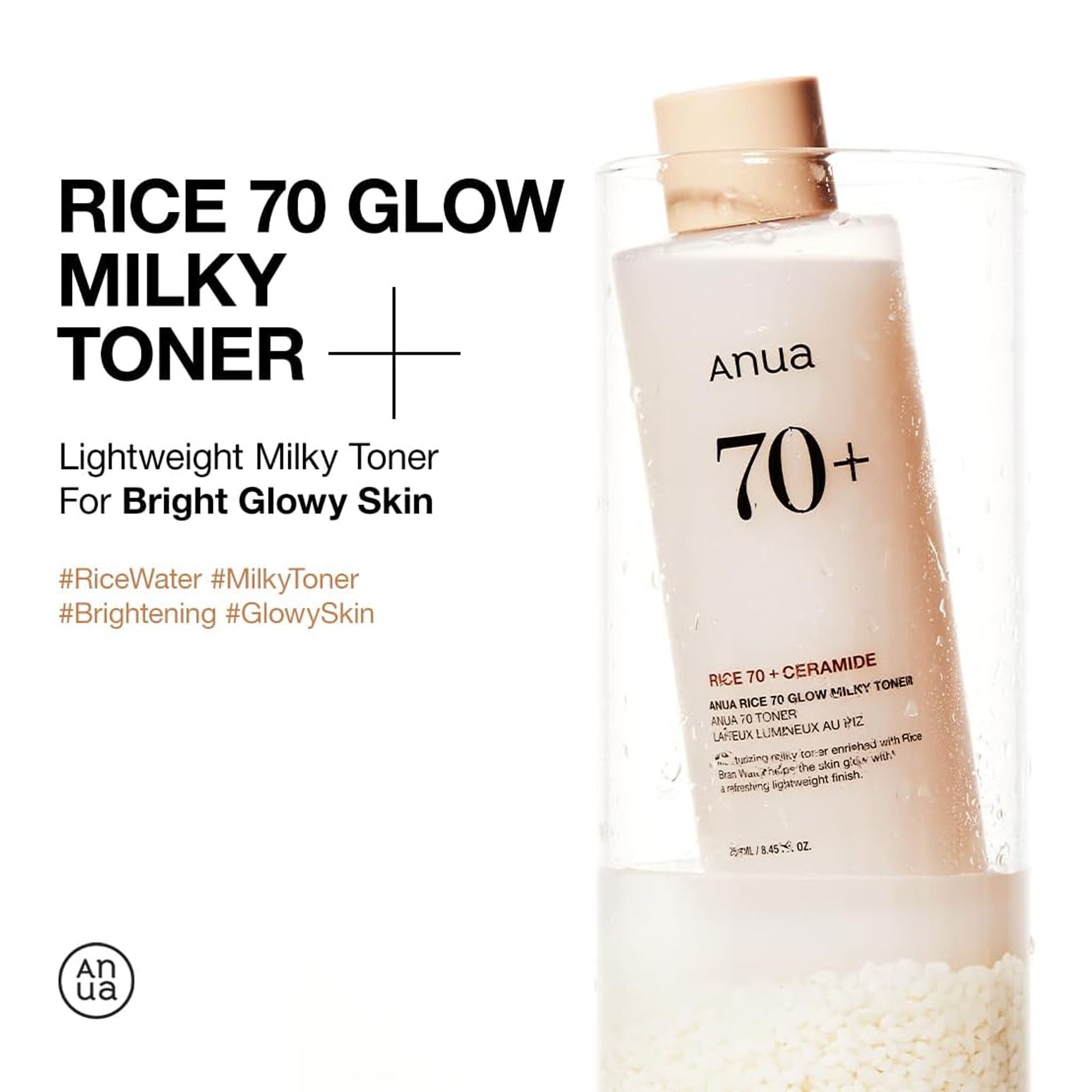 Rice 70 Glow Milky Toner with Niacinamide & Ceramide For Glass Skin & Healthy Skin Barrier