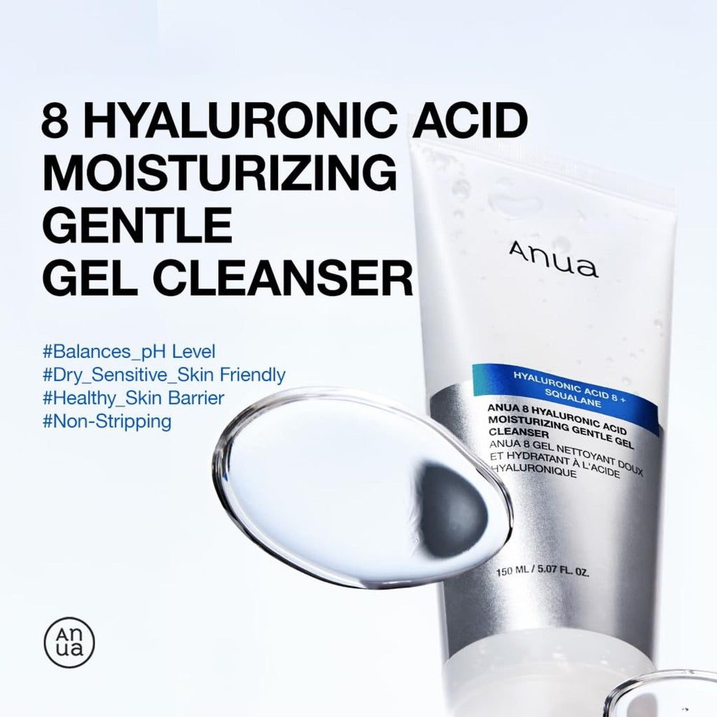 8 Hyaluronic Acid Moisturizing Gentle Gel Cleanser with Ceramides For Soft Skin, pH Balanced