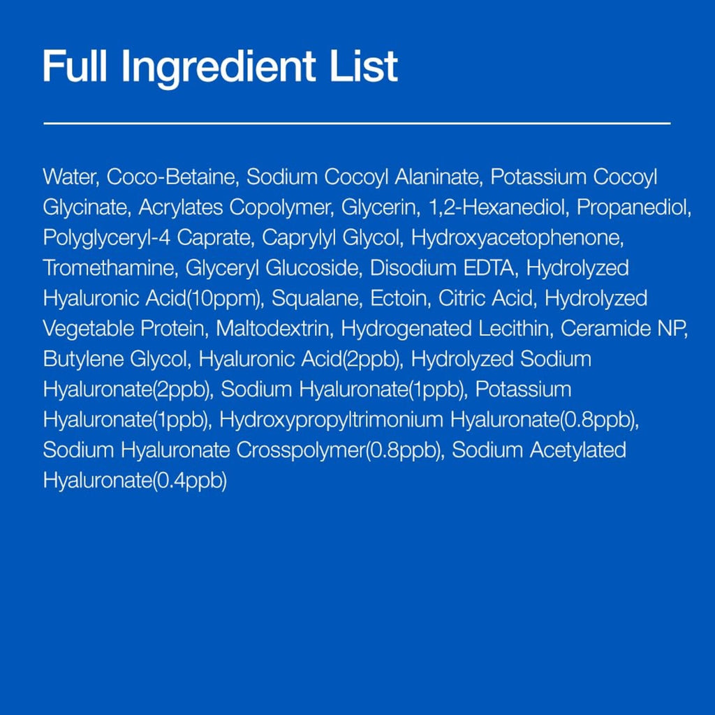 8 Hyaluronic Acid Moisturizing Gentle Gel Cleanser with Ceramides For Soft Skin, pH Balanced