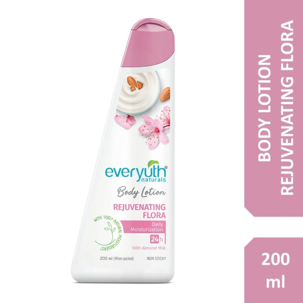Body Lotion - Rejuvenating Flora with 100% Nautral Almond Milk, Non Sticky, Daily