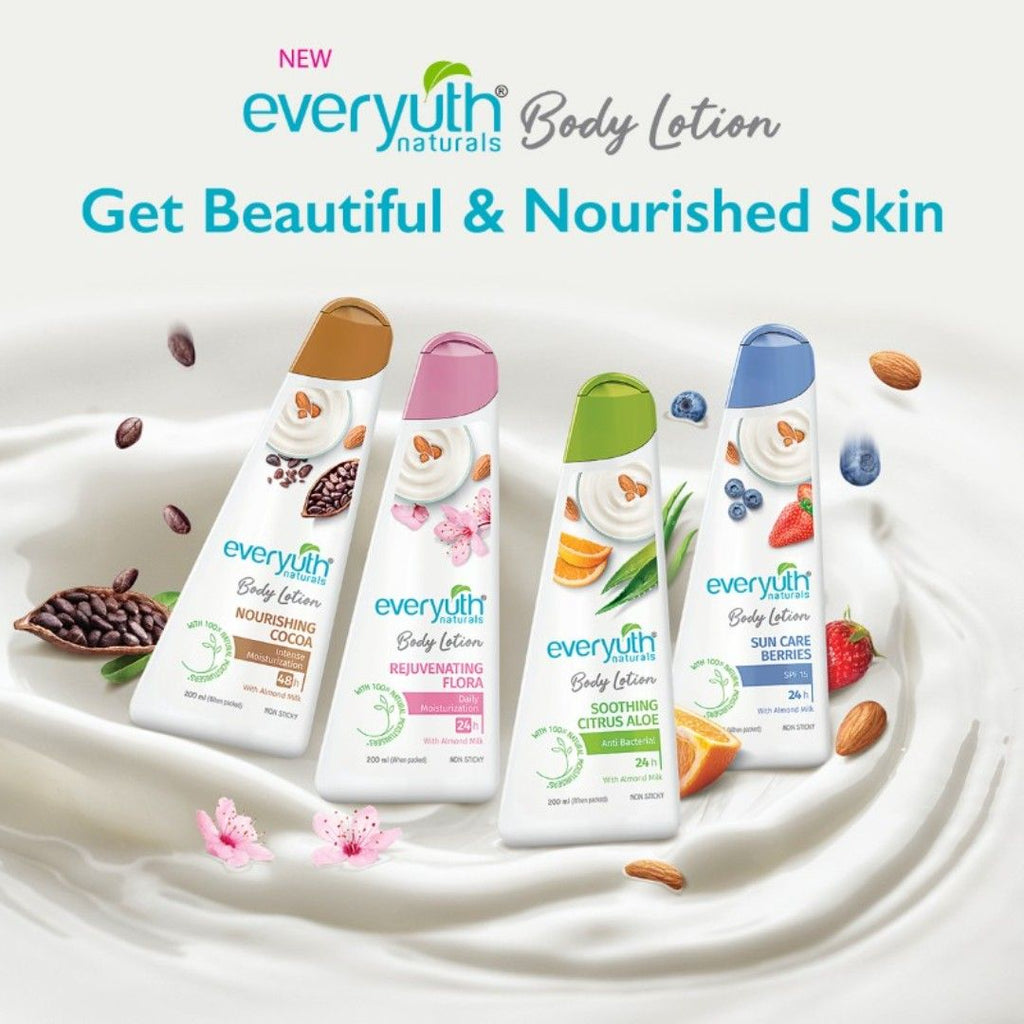 Body Lotion - Rejuvenating Flora with 100% Nautral Almond Milk, Non Sticky, Daily