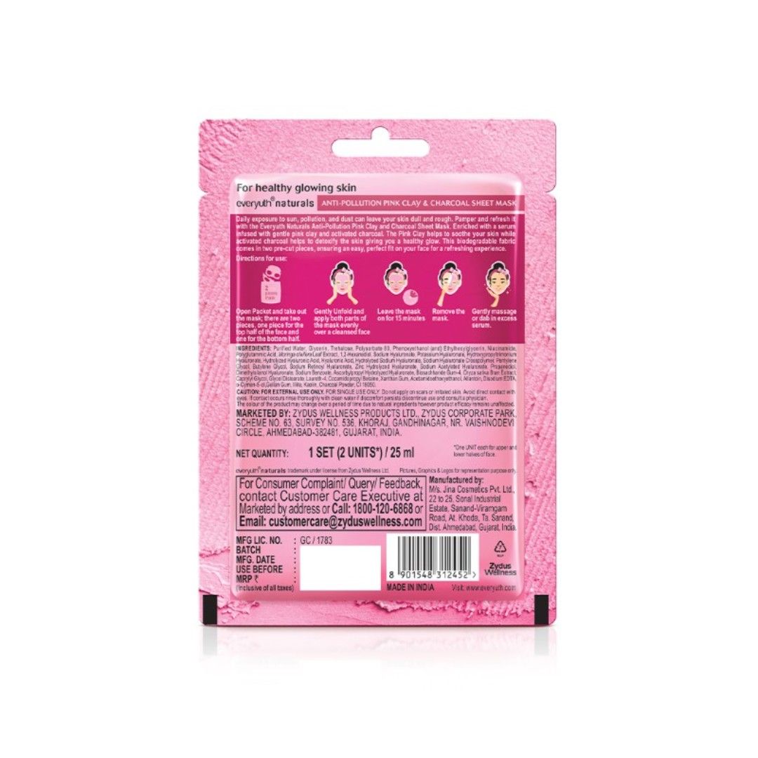 Anti Pollution Sheet Mask - Pink Clay & Charcoal