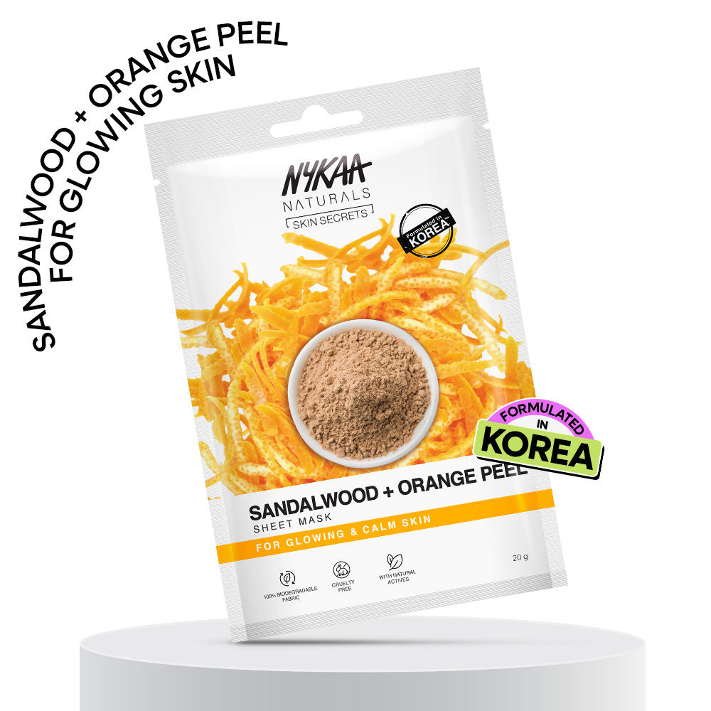Nykaa Green Tea + Aloe Vera Sheet Mask For Hydrated Skin - Formulated in Korea - For All Skin Types - Sandalwood & Orange Peel