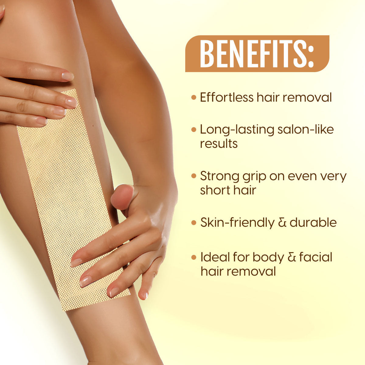 Wax Strips Hair Waxing for Full Body Facial Hair Removal - Free Wooden Stick Knife Applicators