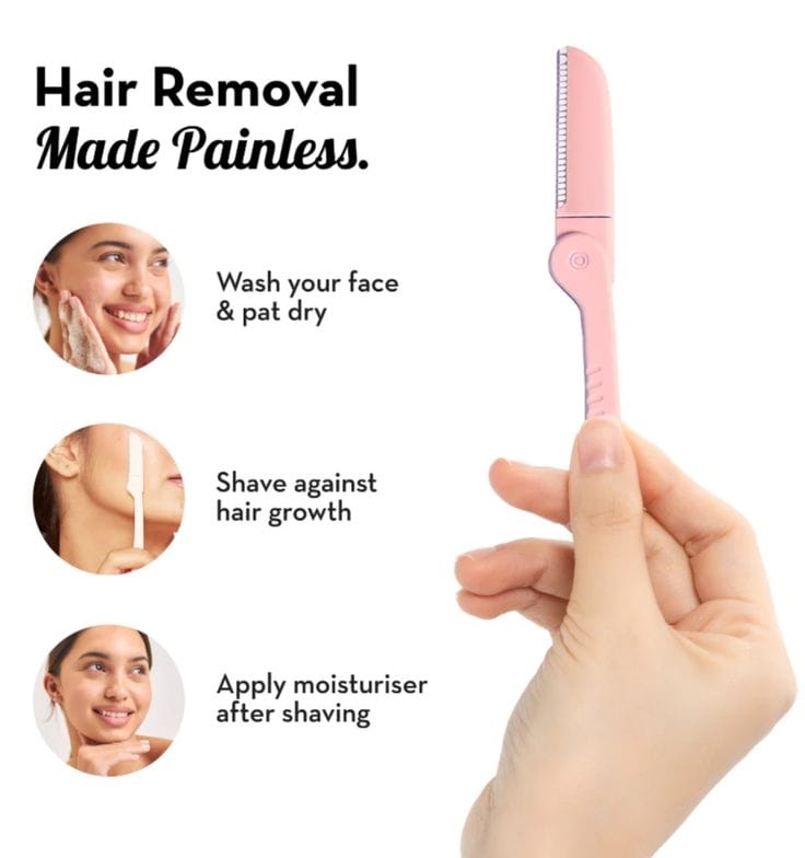 Folding Face & Eyebrow Razor – Painfree Hair Removal Tool for Women (Color May Vary)