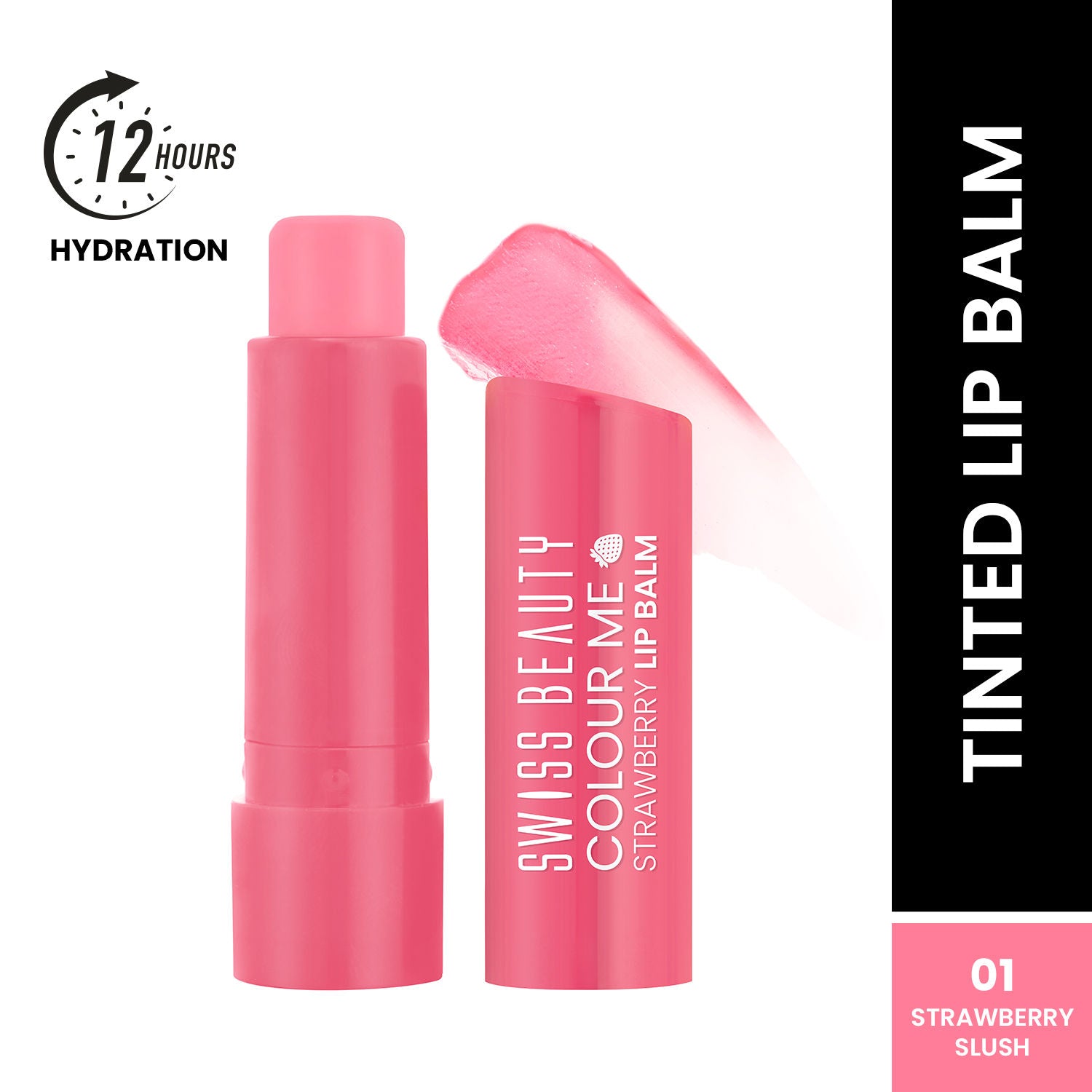 Colour Me Tinted Lip Balm For Dry With SPF 15, Shea Butter and Vitamin E - Strawberry Slush