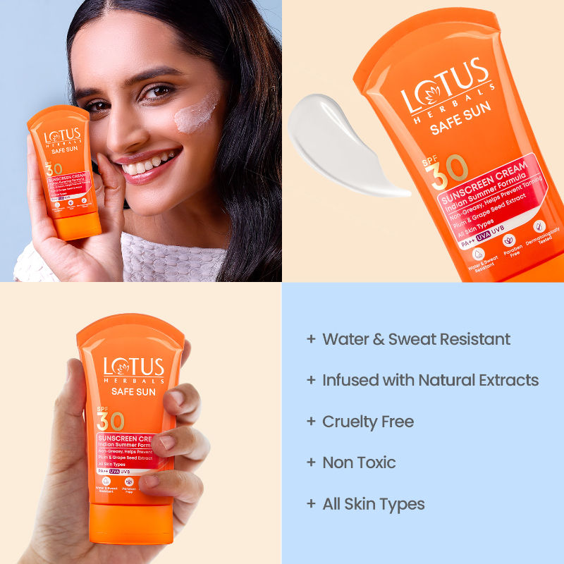 Safe Sun Sunscreen Cream PA++ UVA SPF-30 UVB Indian Summer Formula