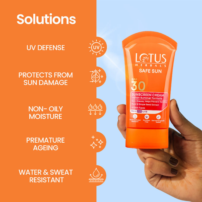 Safe Sun Sunscreen Cream PA++ UVA SPF-30 UVB Indian Summer Formula