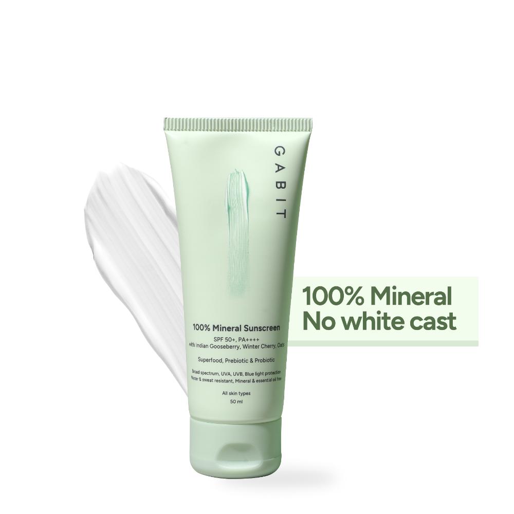 100% Mineral Sunscreen SPF 50 PA++++ With Vitamin E, No White Cast, Blue Light Protection