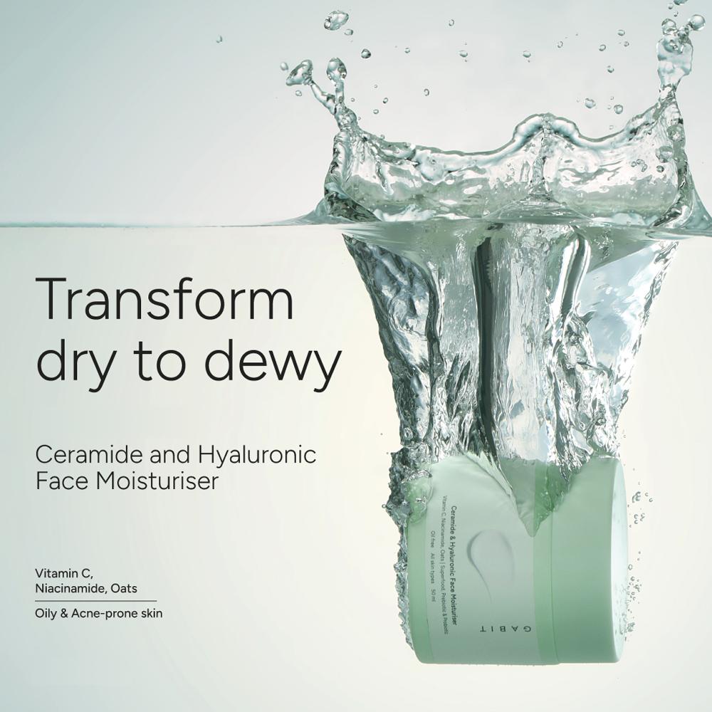 Ceramide & Hyaluronic Acid Face Moisturiser With Vitamin C & Oats to Hydrate, Brighten Skin
