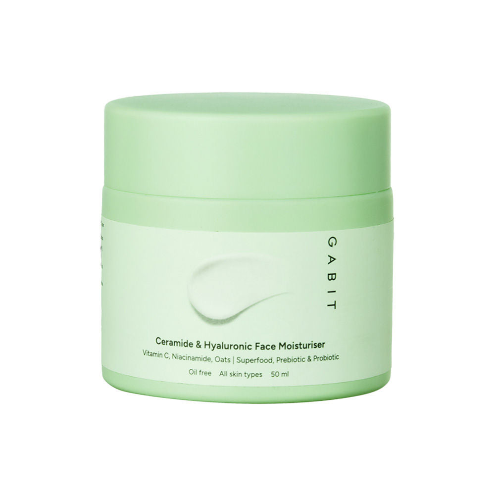 Ceramide & Hyaluronic Acid Face Moisturiser With Vitamin C & Oats to Hydrate, Brighten Skin