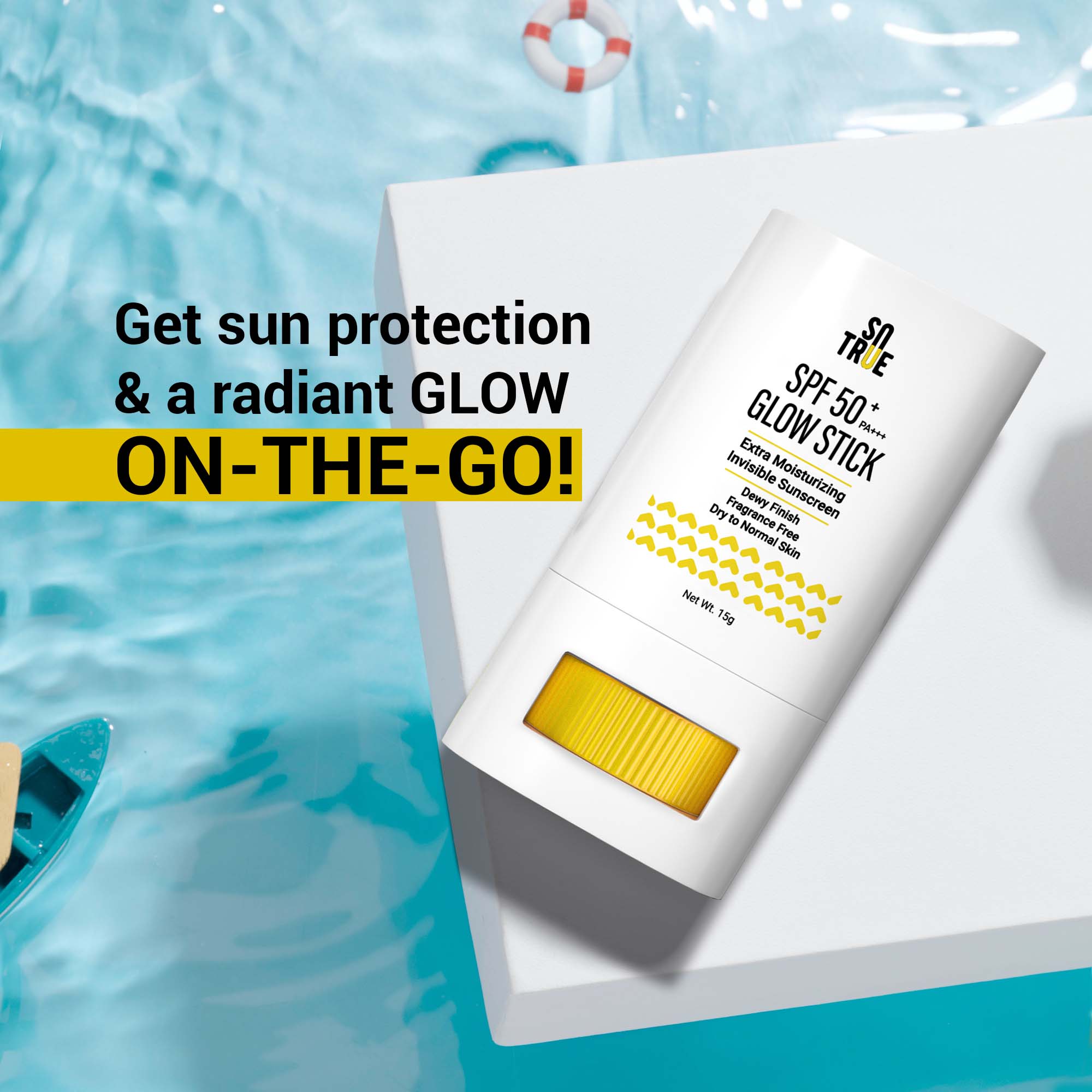 SPF 50+ Glow Stick Sunscreen For Invisible, Lightweight & Water Resistant