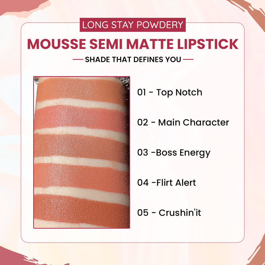 Long Stay Powdery Mousse Semi Matte Bullet Lipstick