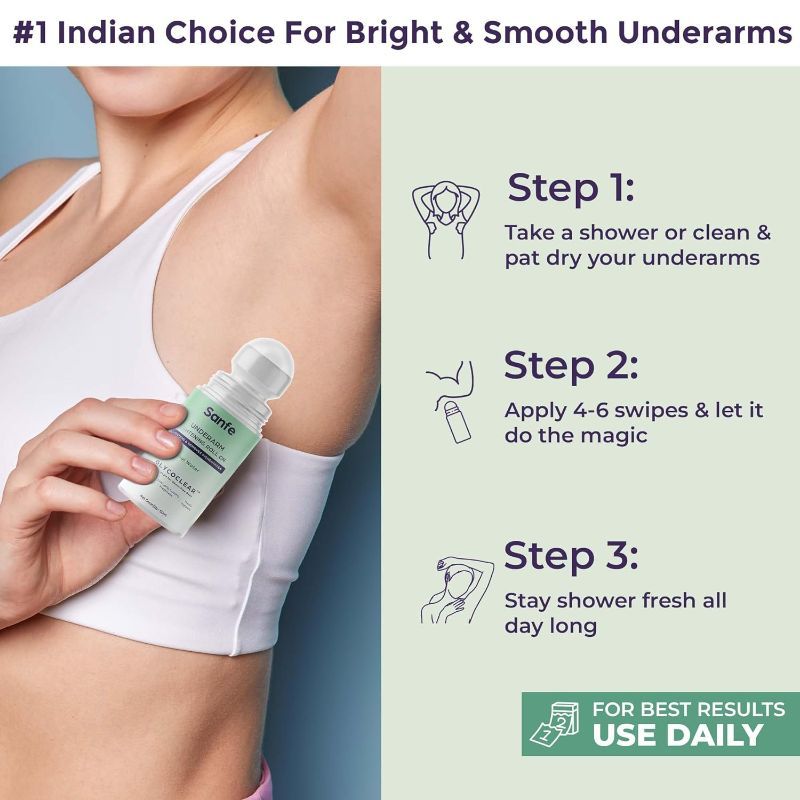 Underarm Lightening Roll On With 5% AHA, Glycolic Acid & Salicylic Acid For Women