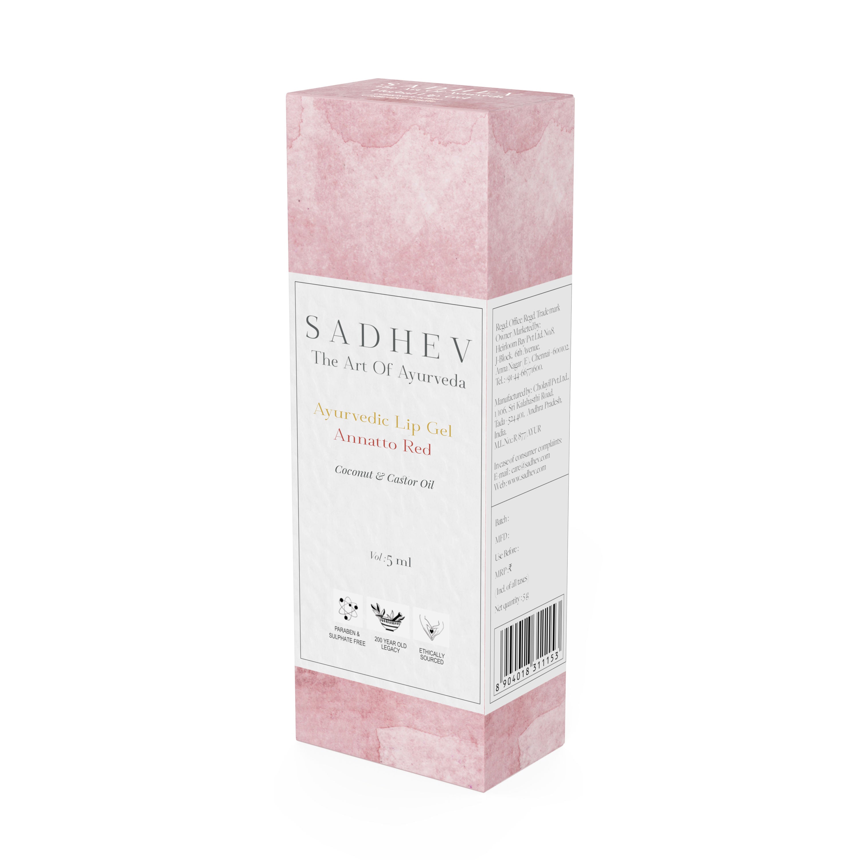 Ayurvedic Lip Gel Annatto Red - Coconut & Castor oil
