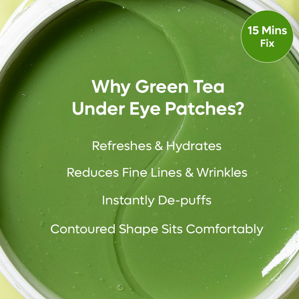 Green Tea Hydrogel Under Eye Patches With 1% Caffeine For Fine Lines & Hydration